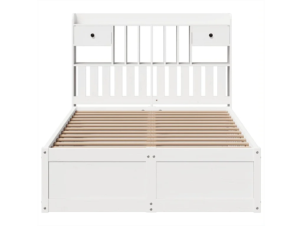 Cama sem colchão 135x190 cm madeira de pinho maciça branco