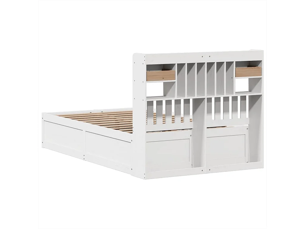 Cama sem colchão 135x190 cm madeira de pinho maciça branco