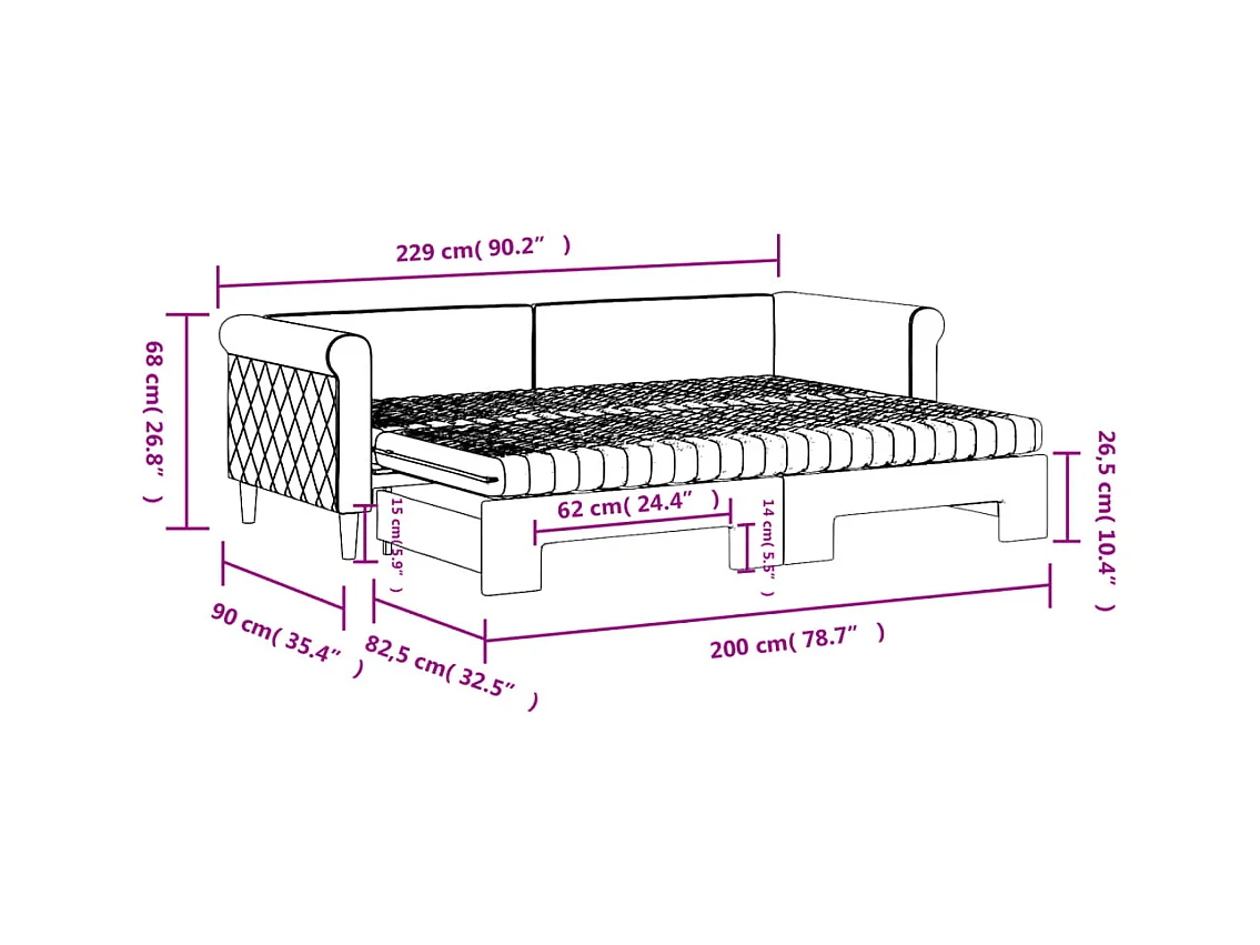 Tagesbett Ausziehbar mit Matratzen Dunkelgrau 80x200 cm Samt