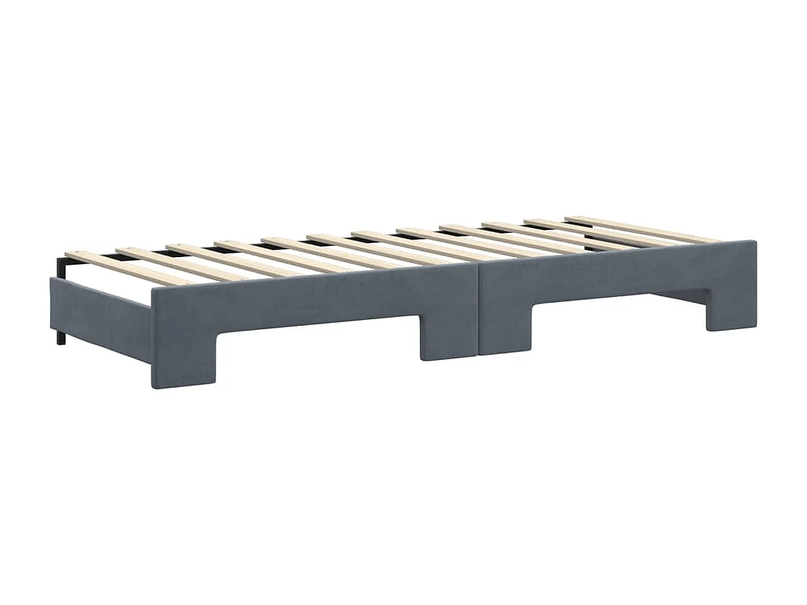 Slaapbank onderschuifbed matrassen 80x200cm fluweel donkergrijs