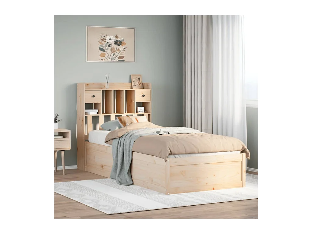 Cadre de lit sans matelas 75x190 cm bois de pin massif