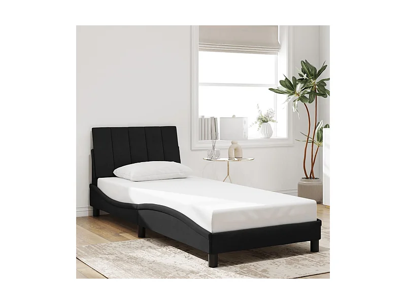 Cadre de lit sans matelas Hanko noir 80x200 cm velours