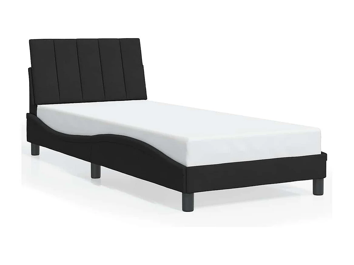 Cadre de lit sans matelas Hanko noir 80x200 cm velours