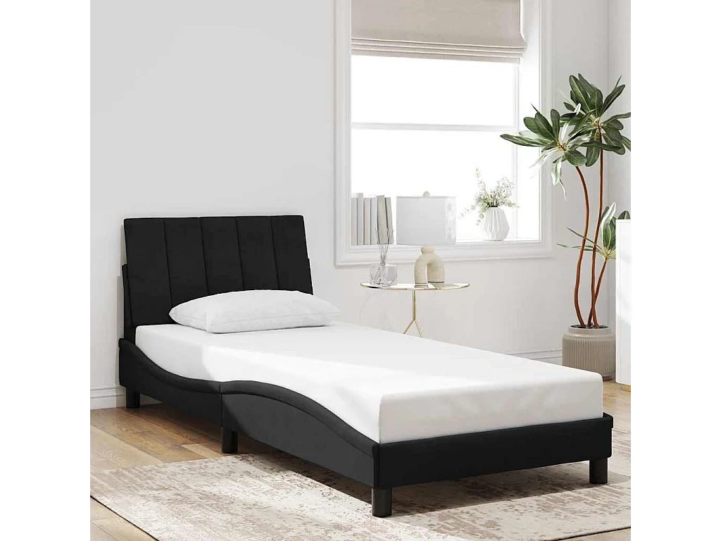 Cadre de lit sans matelas Hanko noir 80x200 cm velours