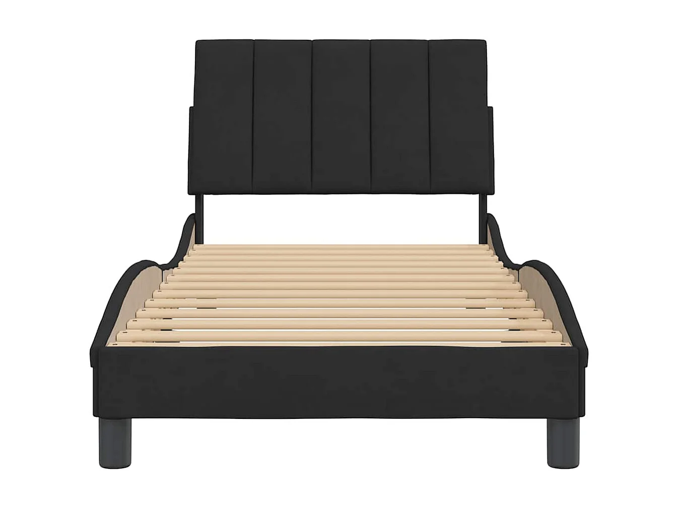 Cadre de lit sans matelas Hanko noir 80x200 cm velours