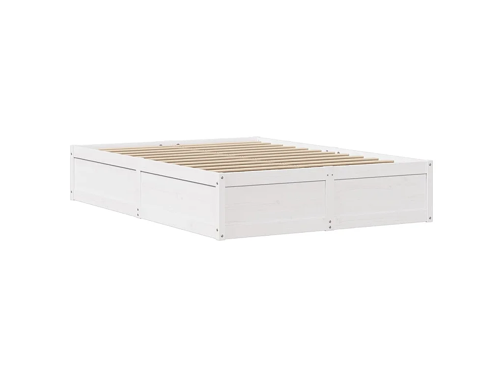 Cadre de lit sans matelas blanc 135x190 cm bois de pin massif