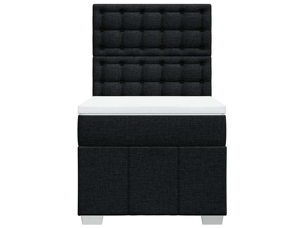 Cama box spring con colchón tela negro 80x200 cm