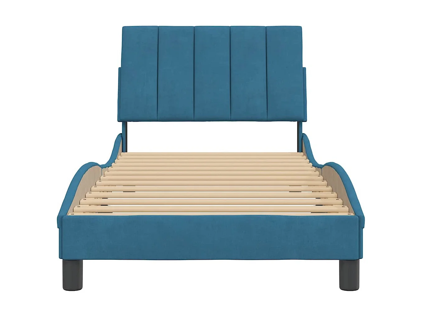 Cadre de lit sans matelas Hanko bleu 80x200 cm velours