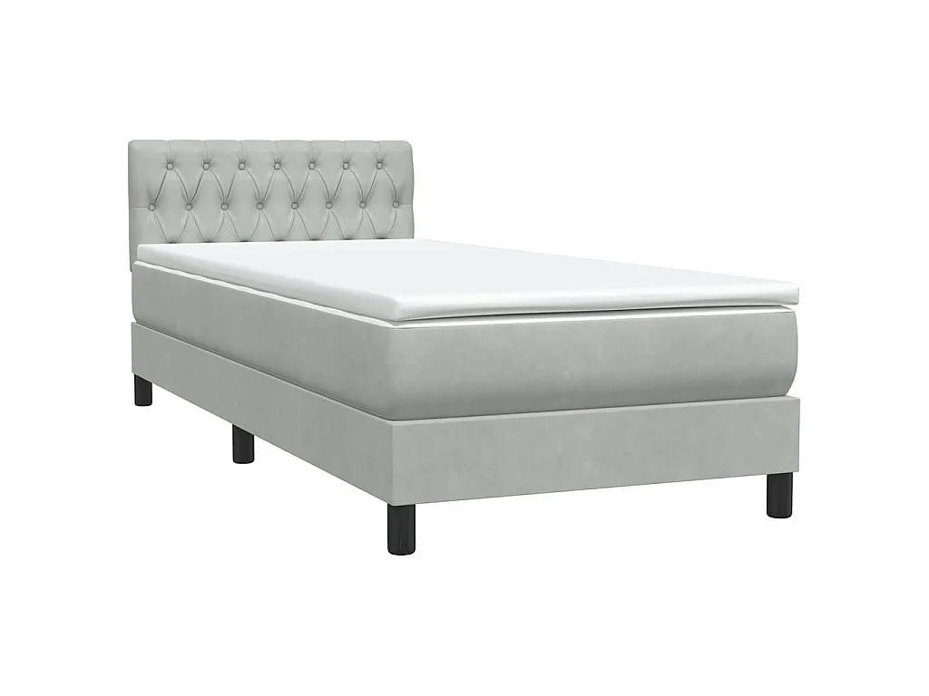 Boxspringbett mit Matratze & LED Hellgrau 80x210 cm Samt