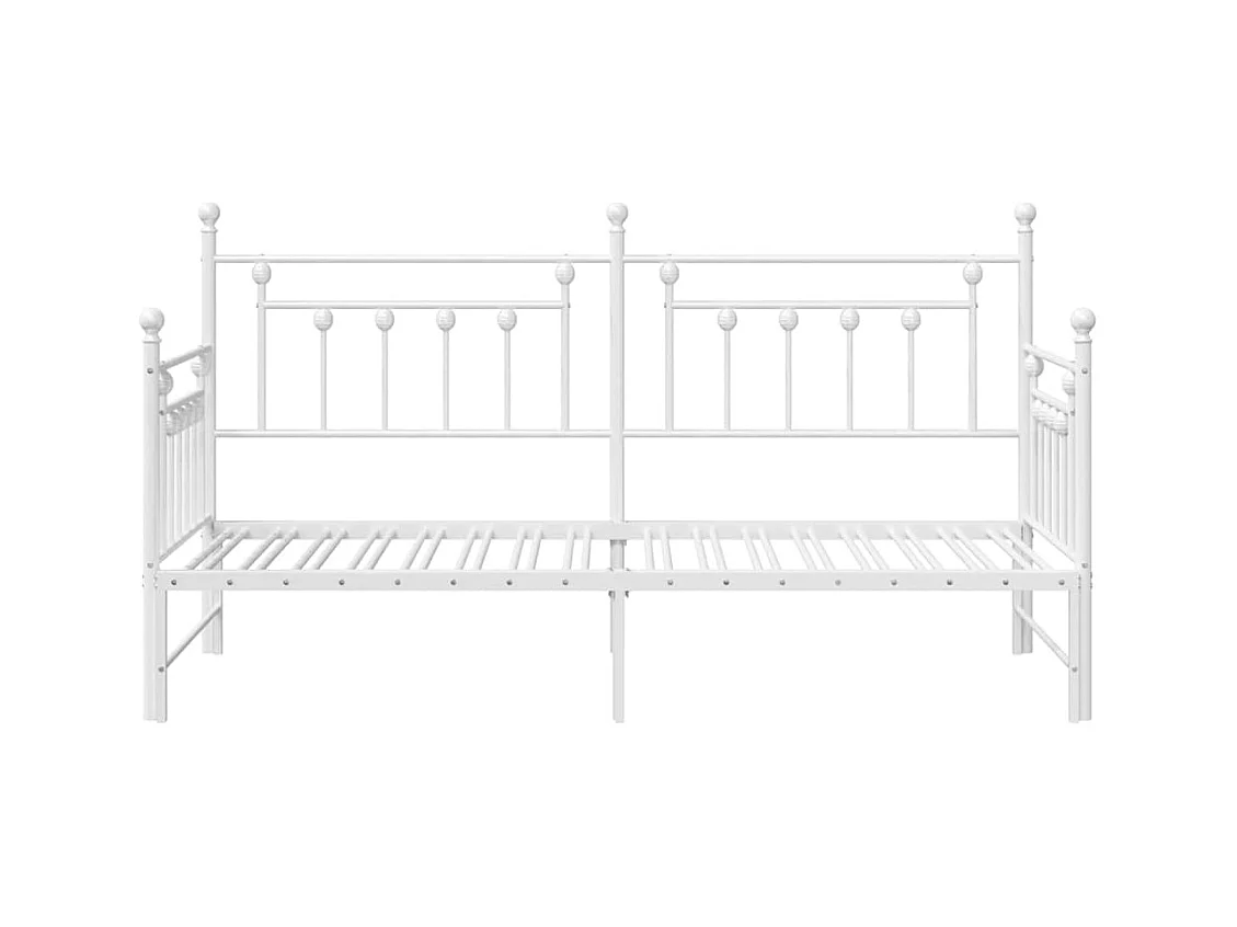 Cadre de lit de jour avec tête de lit Blanc 75 x 190 cm Acier