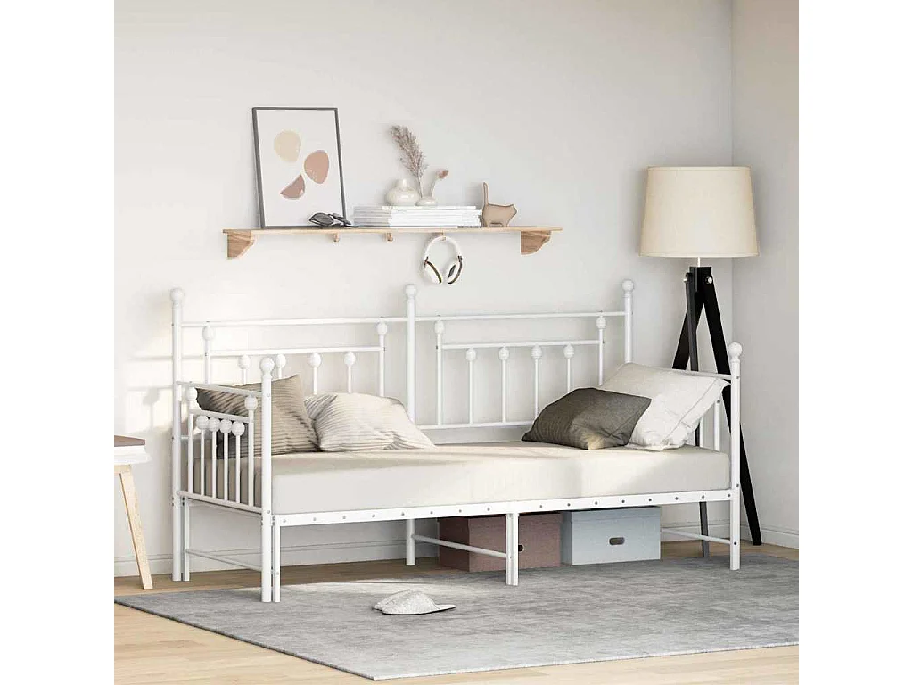 Cadre de lit de jour Blanc 75 x 190 cm Acier