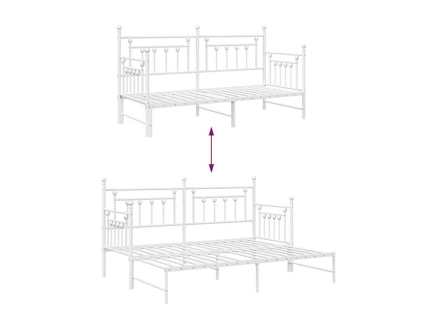 Cadre de lit de jour Blanc 75 x 190 cm Acier