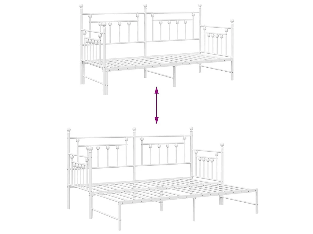Bedframe voor een daybed Wit 75 x 190 cm Staal