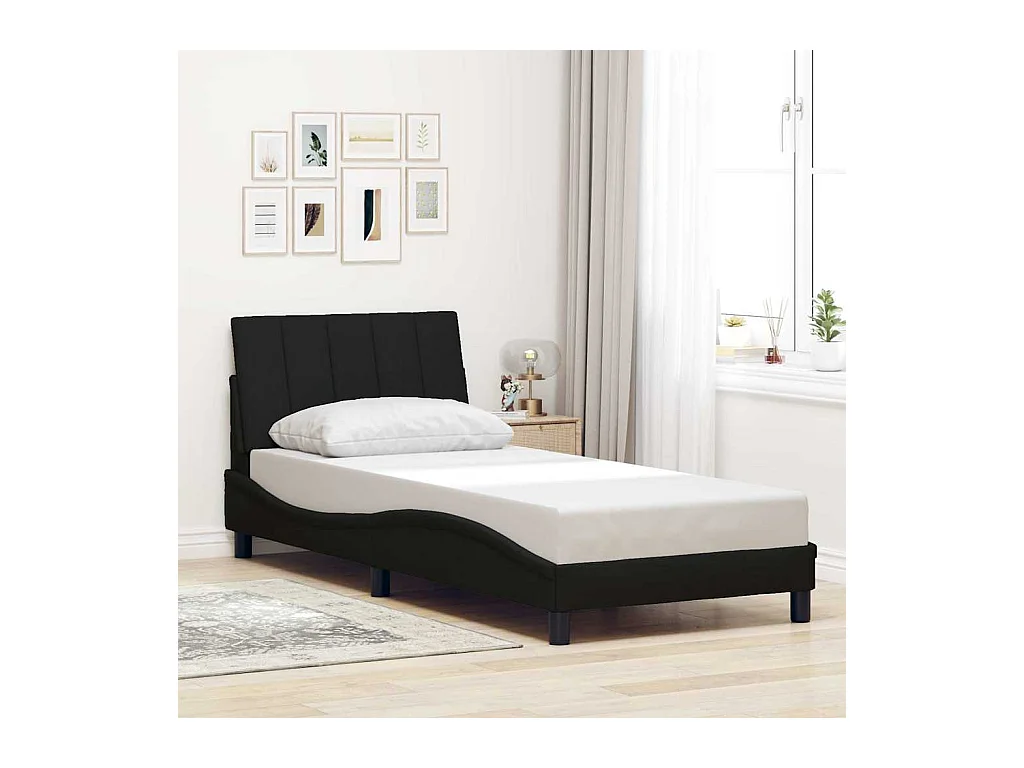 Cadre de lit sans matelas Hanko noir 80x200 cm tissu