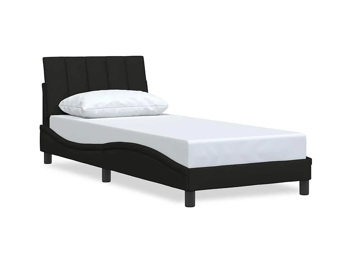 Cadre de lit sans matelas Hanko noir 80x200 cm tissu