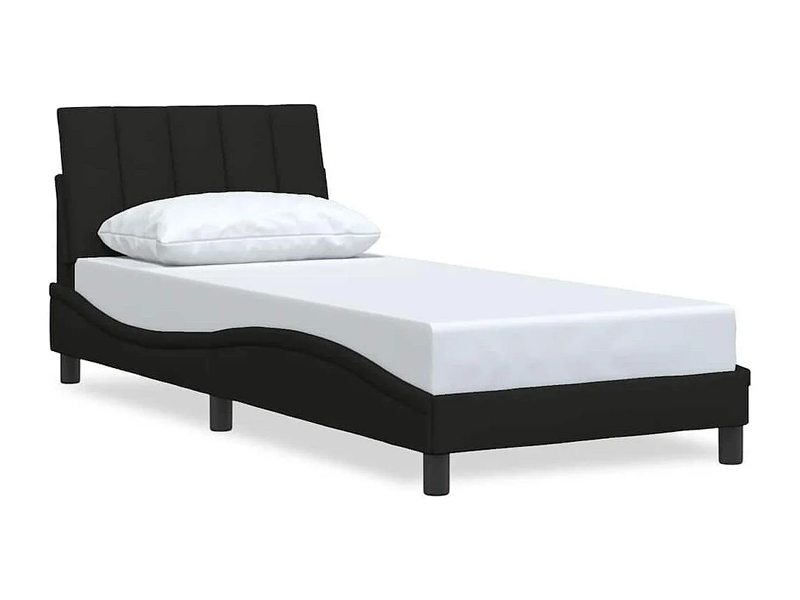 Cadre de lit sans matelas Hanko noir 80x200 cm tissu