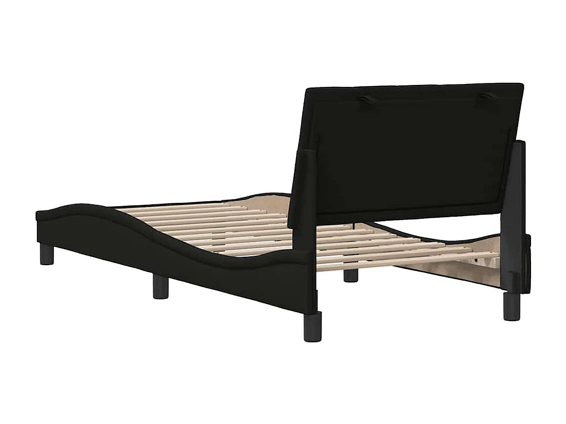 Cadre de lit sans matelas Hanko noir 80x200 cm tissu