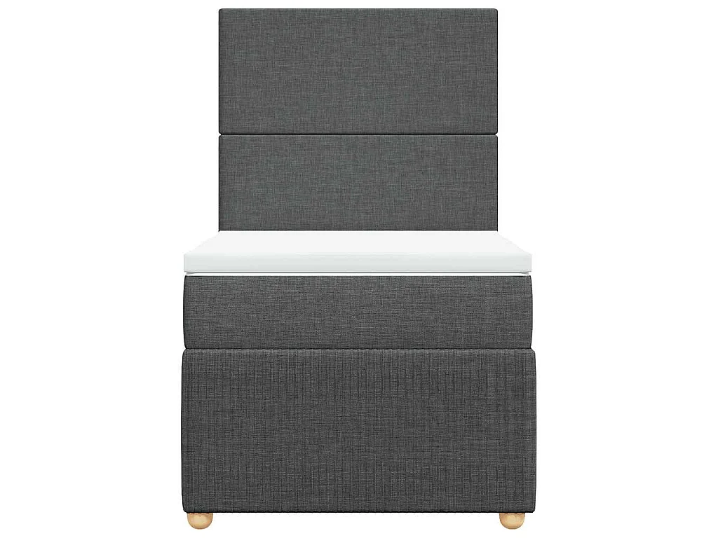 Cama box spring con colchón tela gris oscuro 80x200 cm