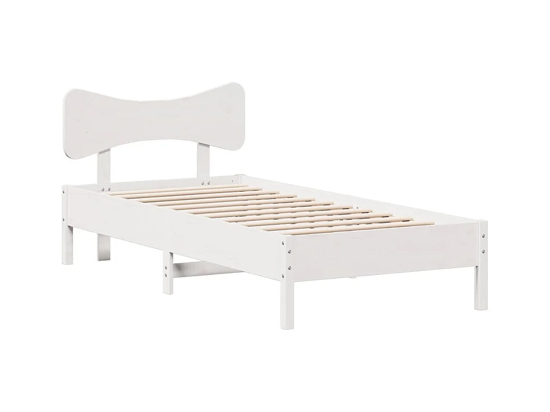 Bedframe zonder matras massief grenenhout wit 75x190 cm