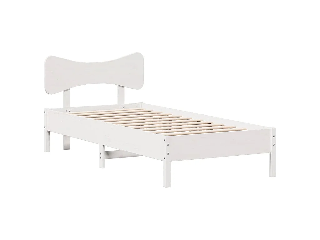 Bedframe zonder matras massief grenenhout wit 75x190 cm