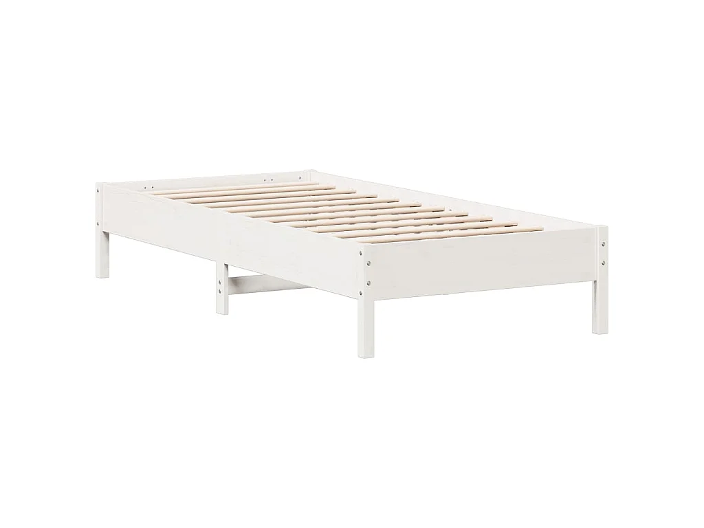 Bedframe zonder matras massief grenenhout wit 75x190 cm
