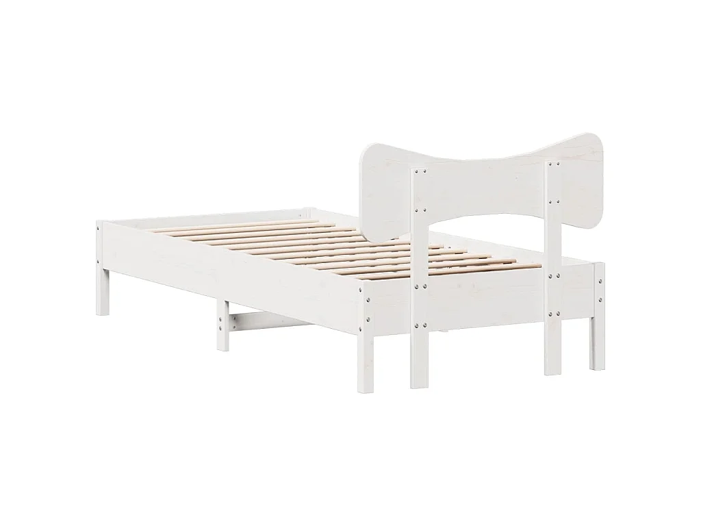 Bedframe zonder matras massief grenenhout wit 75x190 cm