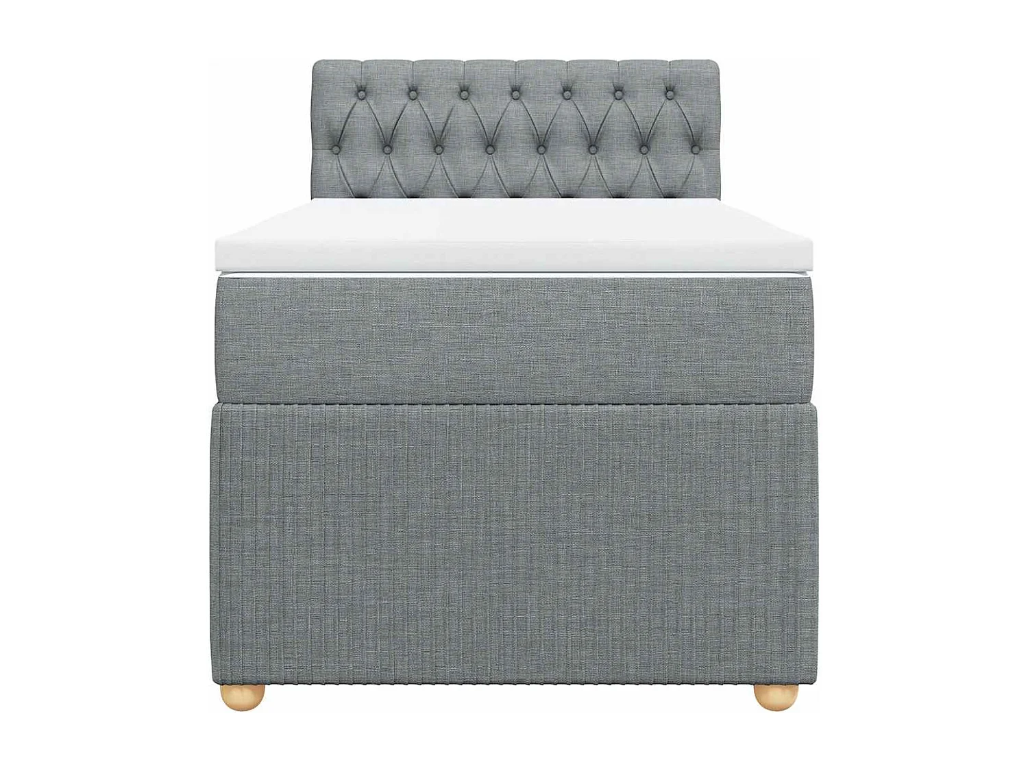 Cama box spring con colchón tela gris claro 80x200 cm
