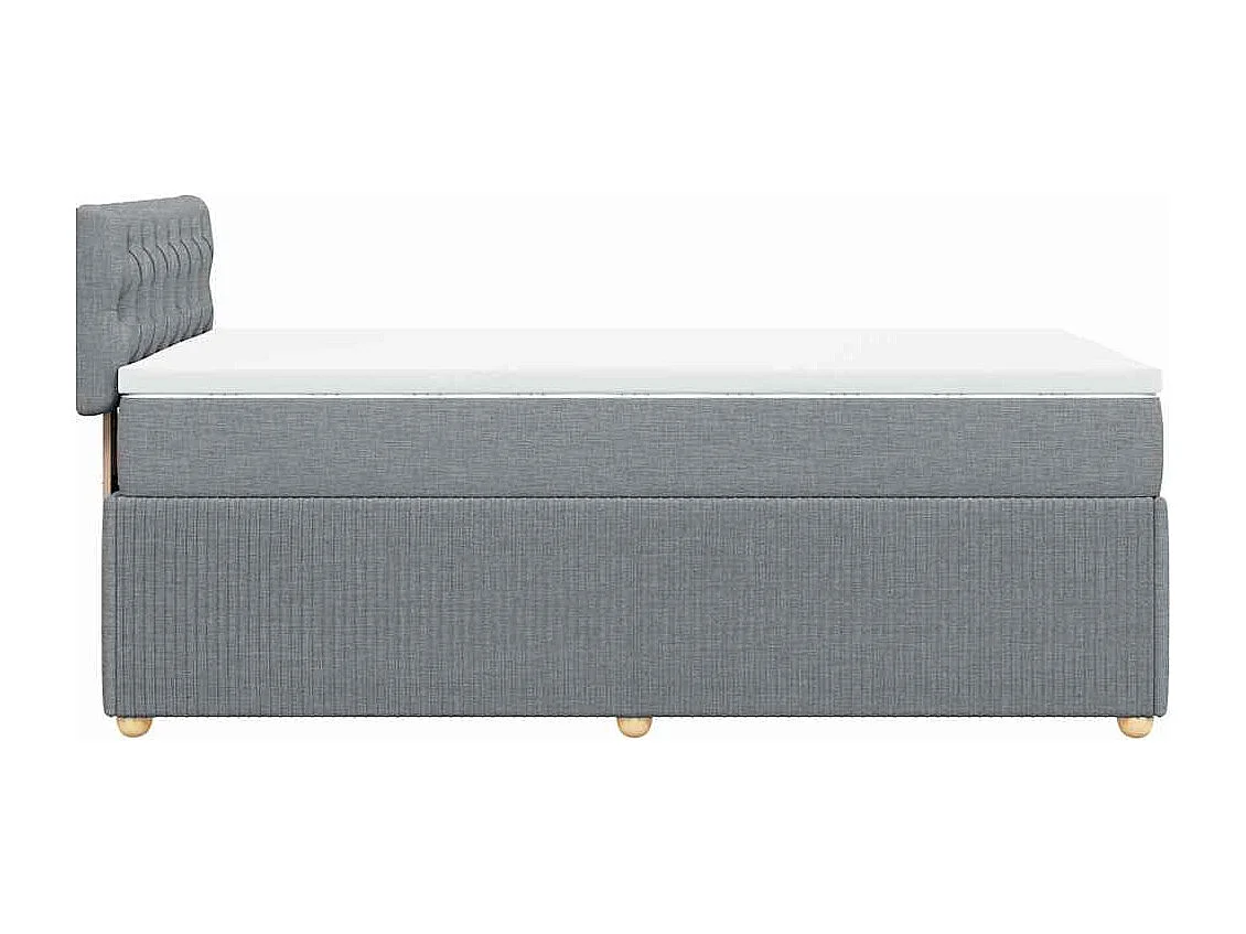 Cama box spring con colchón tela gris claro 80x200 cm