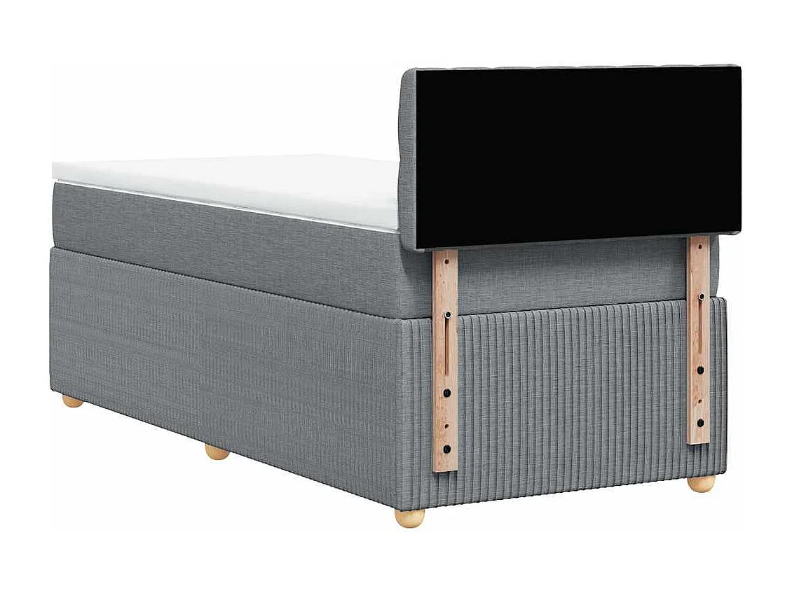 Cama box spring con colchón tela gris claro 80x200 cm
