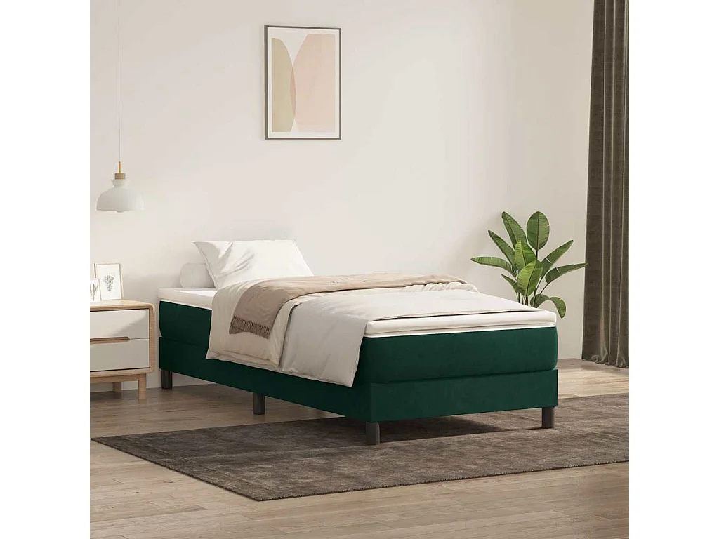 Boxspringbett ohne Matratze Dunkelgrün 80x210 cm Samt