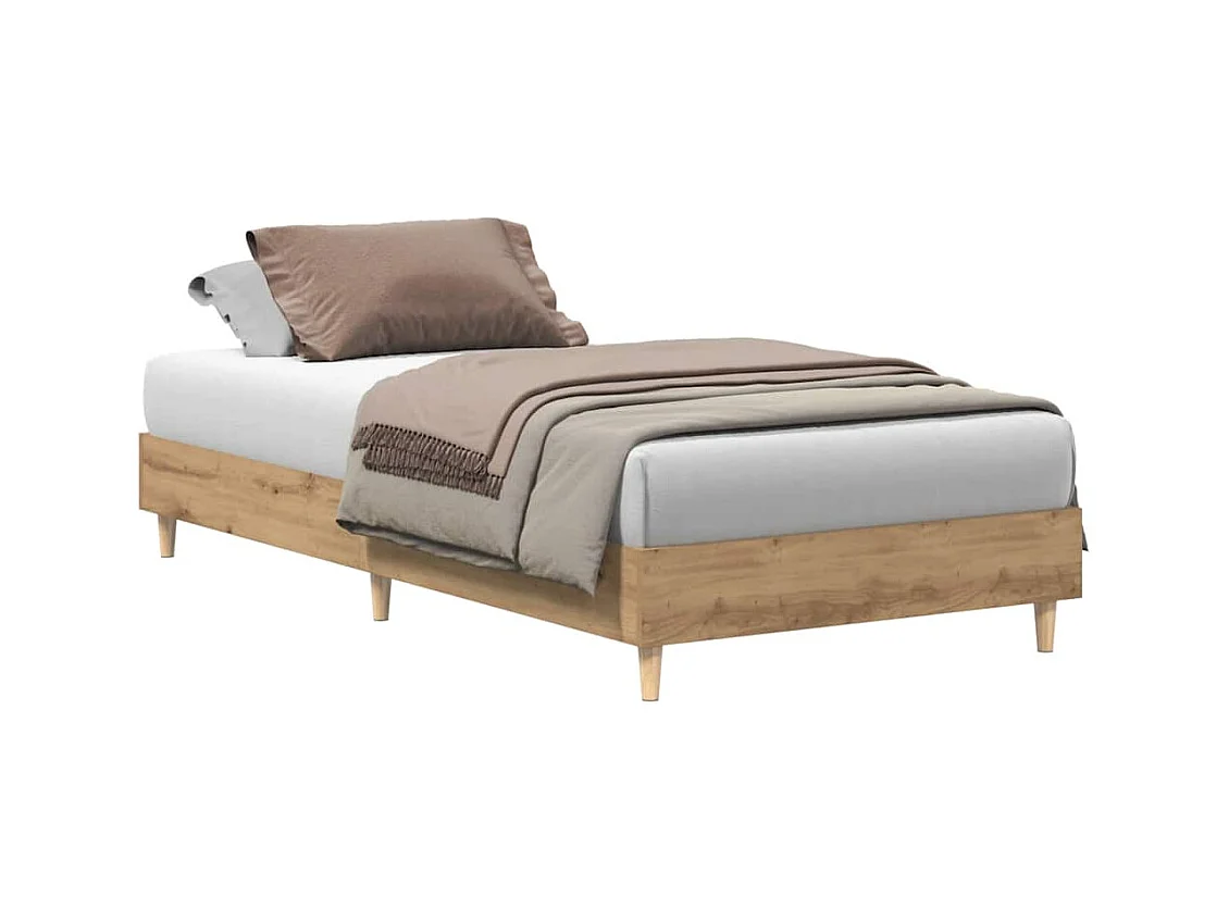 Cadre de lit sans matelas chêne artisanal 75x190 cm