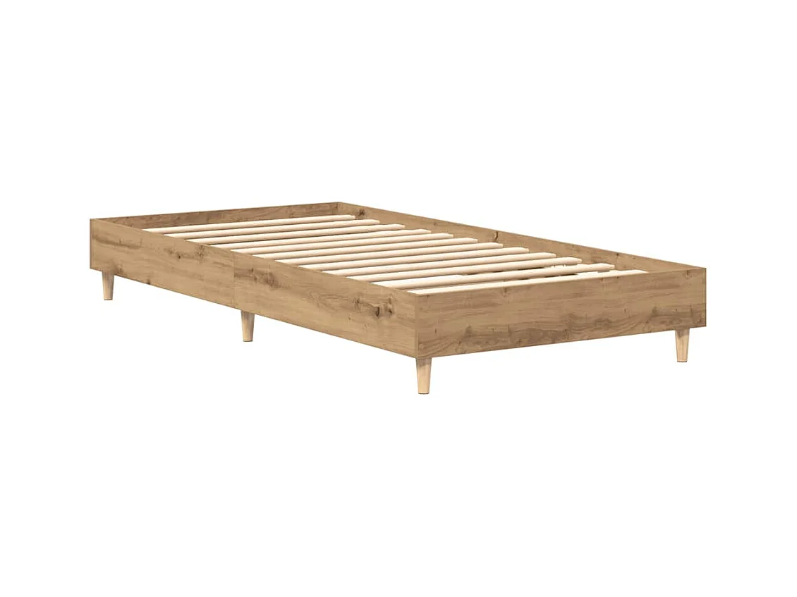 Cadre de lit sans matelas chêne artisanal 75x190 cm