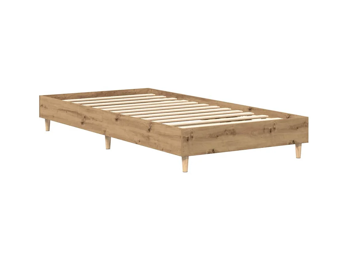 Cadre de lit sans matelas chêne artisanal 75x190 cm