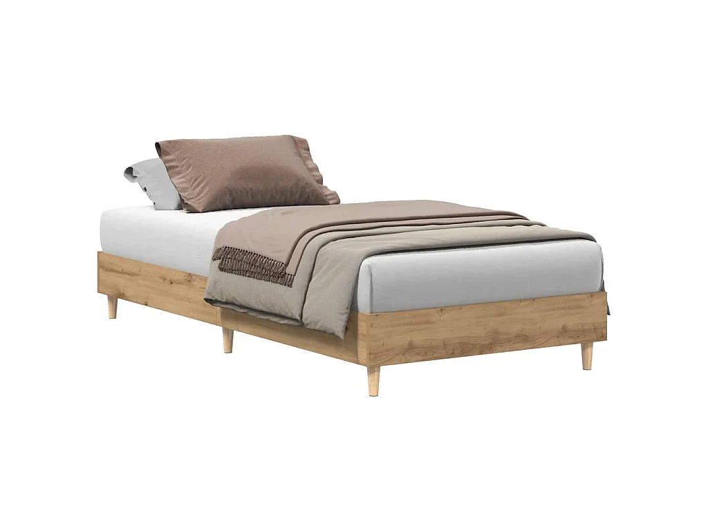 Cadre de lit sans matelas chêne artisanal 75x190 cm