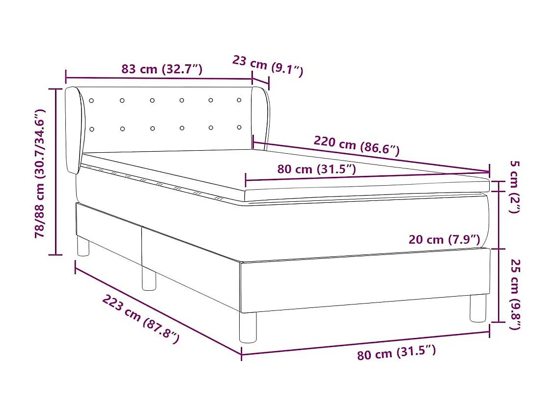 Boxspringbett mit Matratze Dunkelgrün 80x220 cm Samt