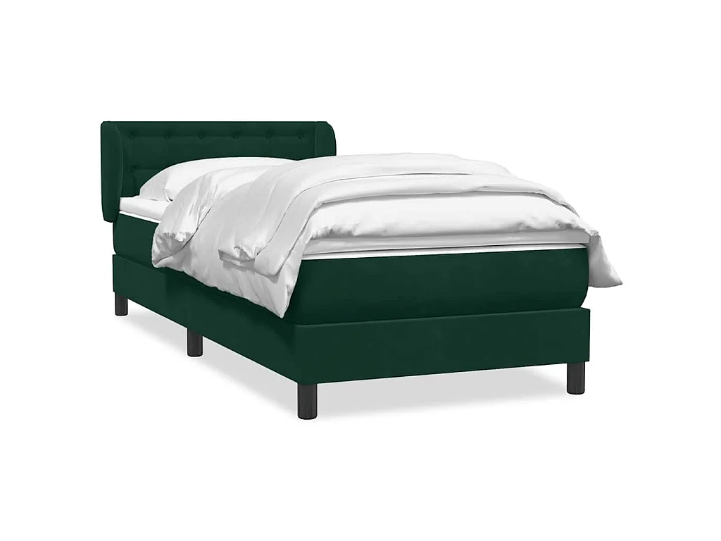 Giroletto a Molle con Materasso Verde Scuro 80x220 cm Velluto