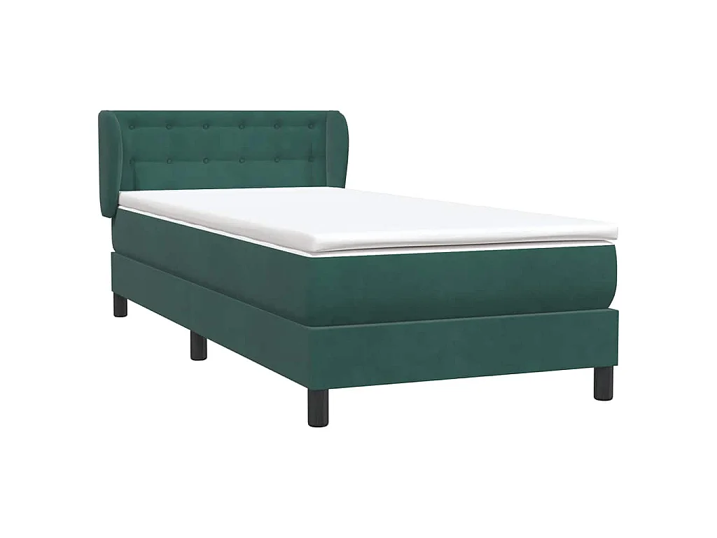 Giroletto a Molle con Materasso Verde Scuro 80x220 cm Velluto