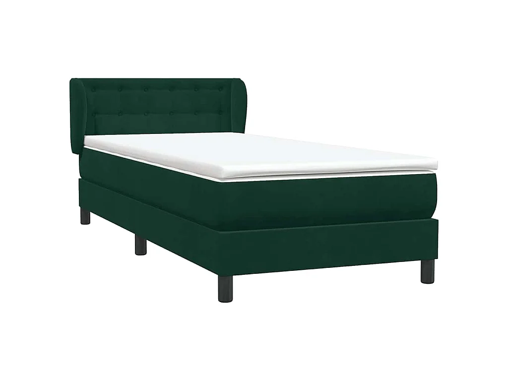 Sommier à lattes de lit et matelas vert foncé 80x220 cm velours