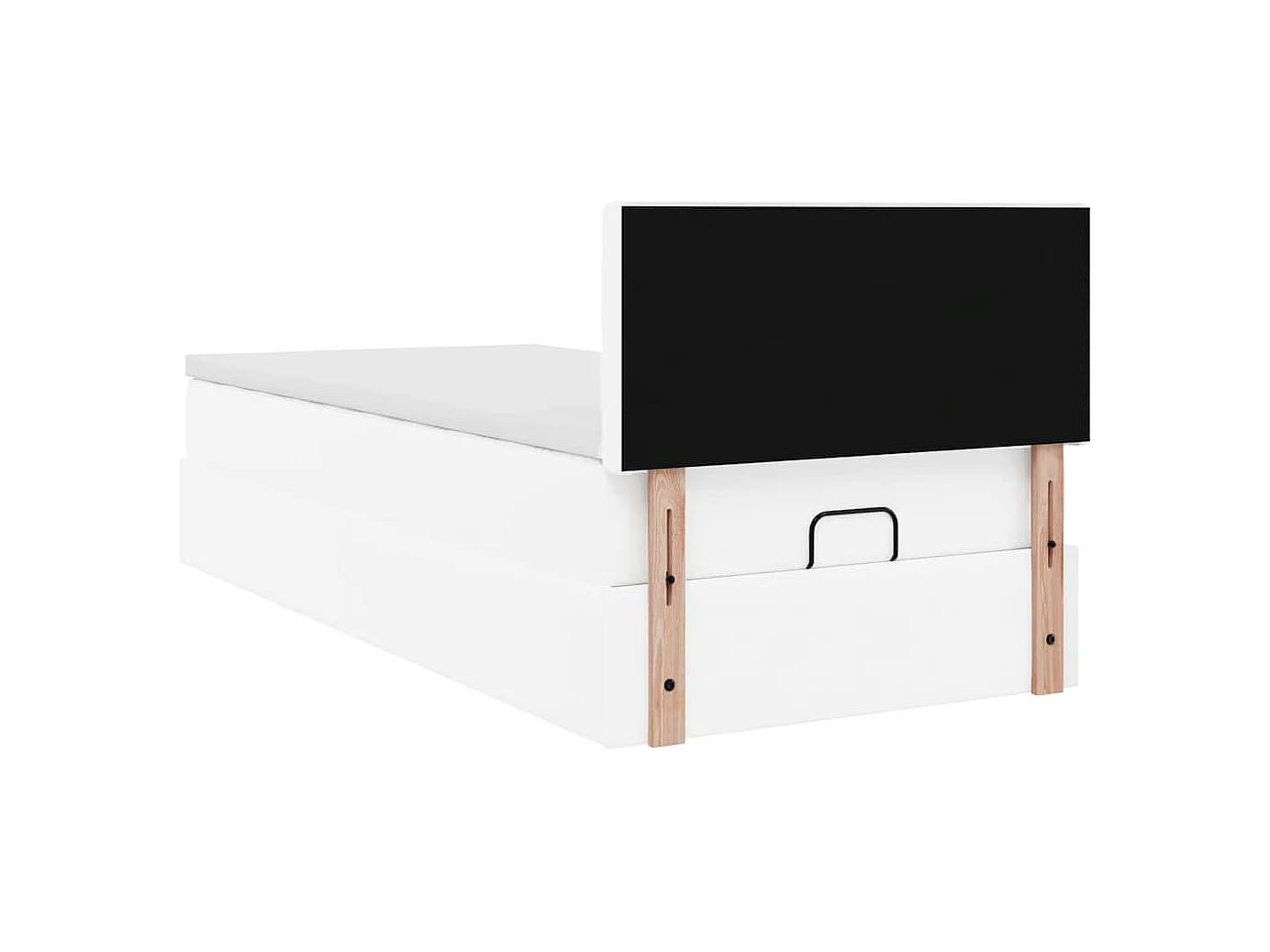 Cadre de lit ottoman avec matelas blanc pur 80x200cm similicuir
