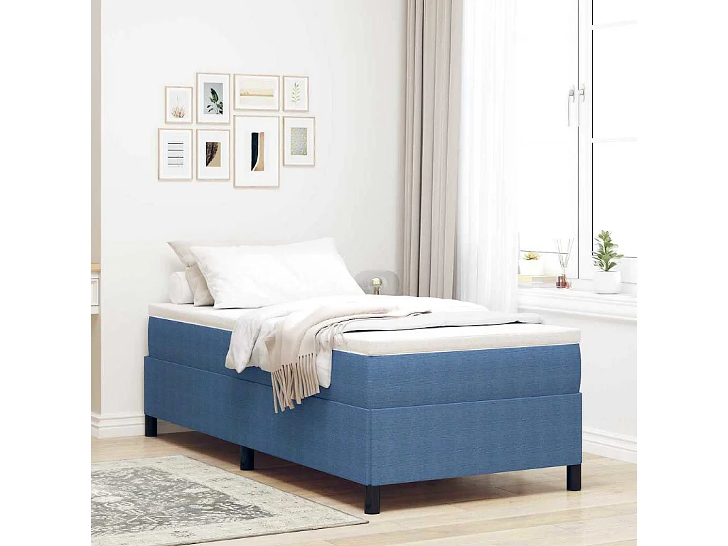 Cama tipo Box Spring Azul 80 x 200 cm Tela de Pana