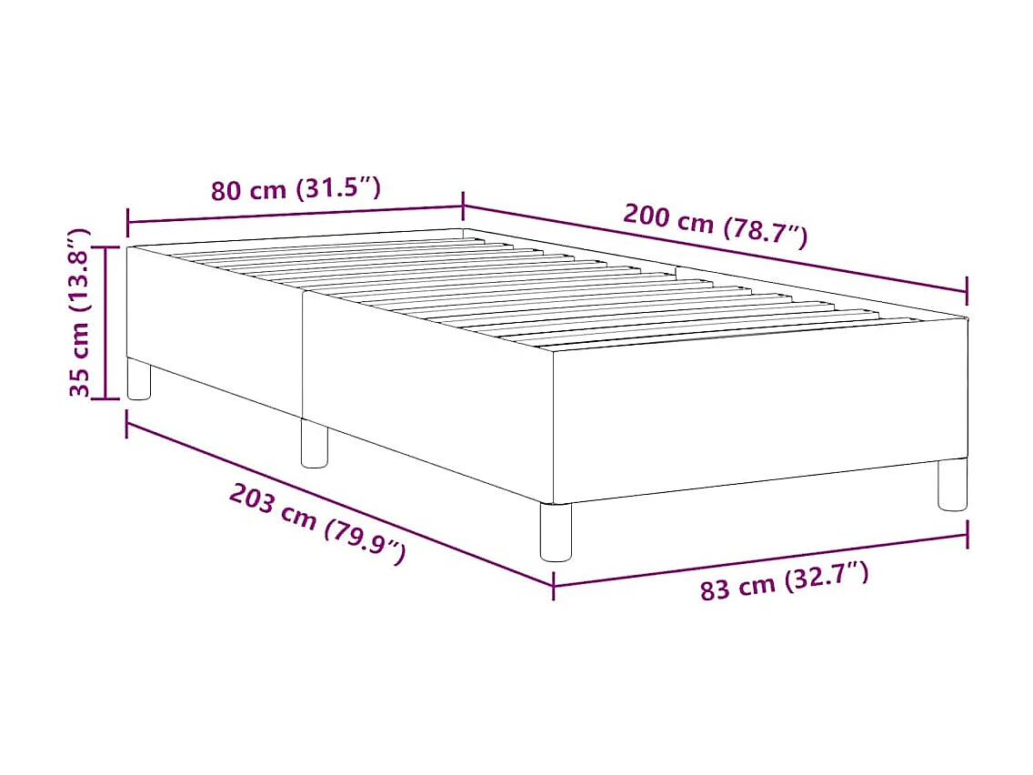 Cama tipo Box Spring Azul 80 x 200 cm Tela de Pana