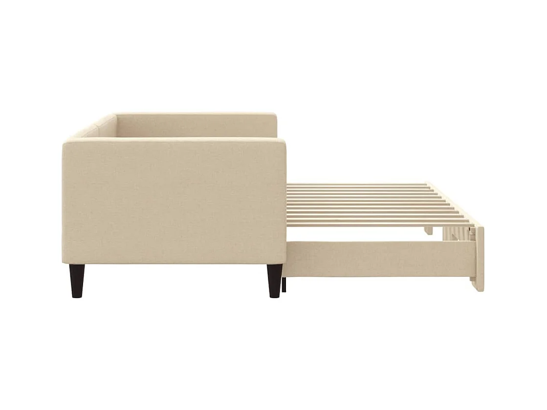 Slaapbank met onderschuifbed 80x200 cm stof crèmekleurig