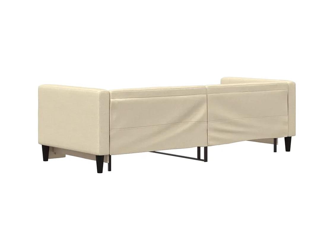 Slaapbank met onderschuifbed 80x200 cm stof crèmekleurig