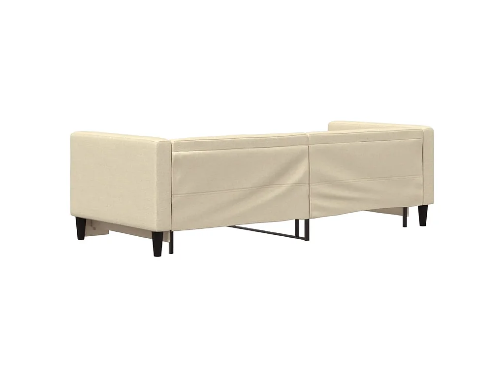 Slaapbank met onderschuifbed 80x200 cm stof crèmekleurig