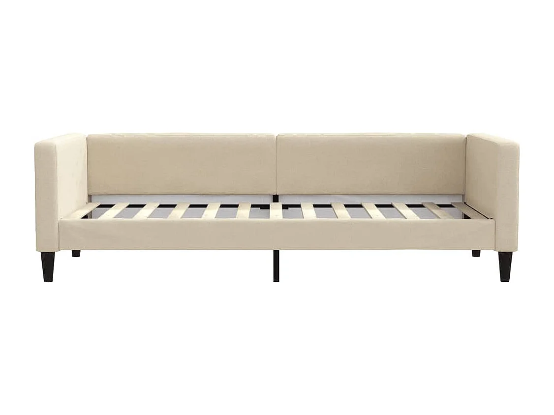 Slaapbank met onderschuifbed 80x200 cm stof crèmekleurig
