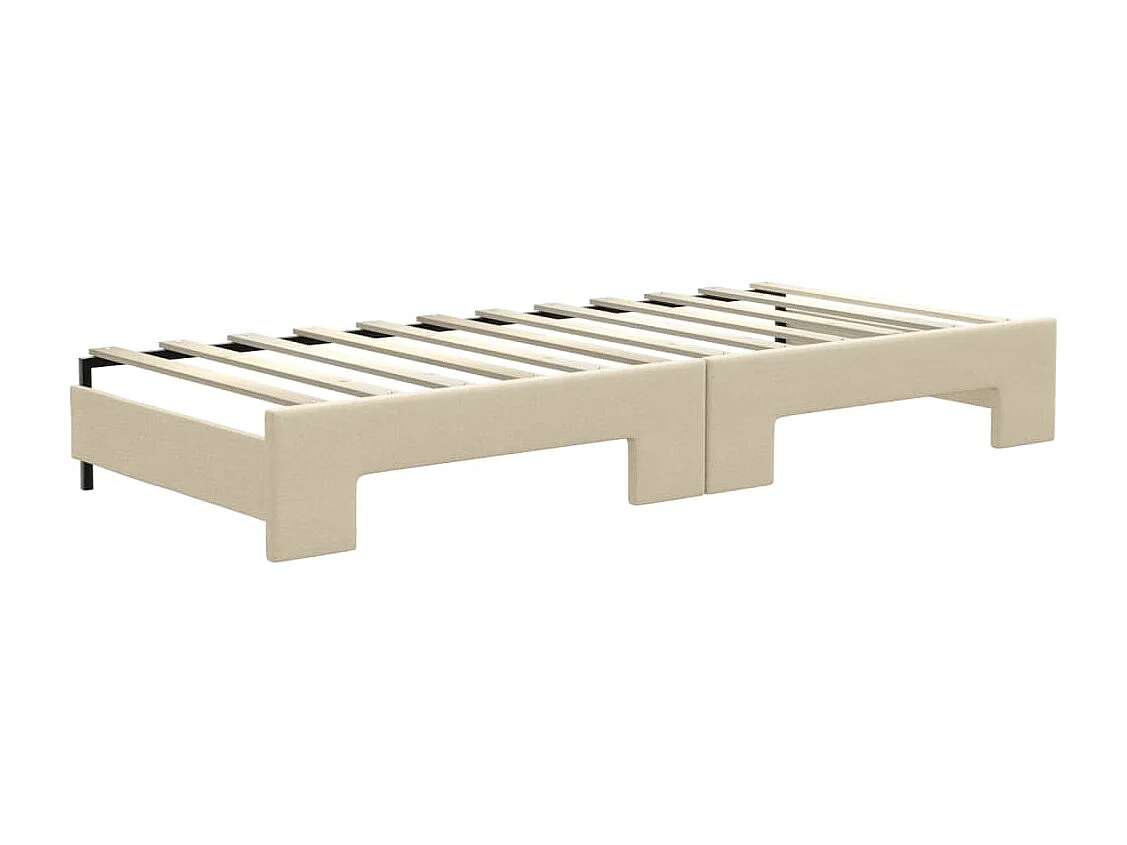 Slaapbank met onderschuifbed 80x200 cm stof crèmekleurig