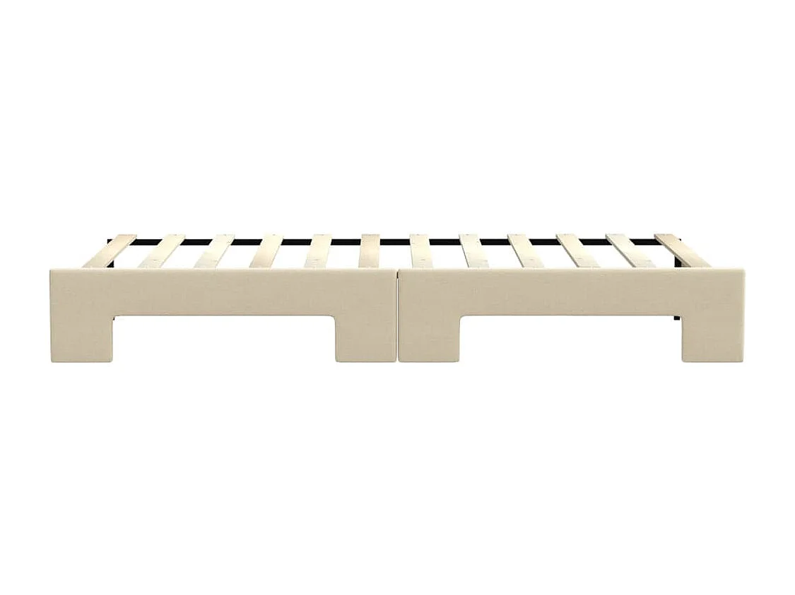 Slaapbank met onderschuifbed 80x200 cm stof crèmekleurig