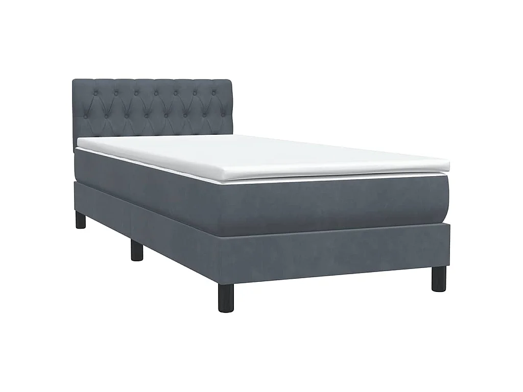Boxspringbett mit Matratze & LED Dunkelgrau 80x210 cm Samt