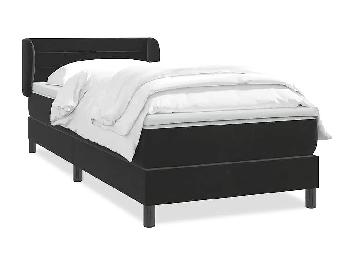 Giroletto a Molle con Materasso Nero 80x220 cm Velluto