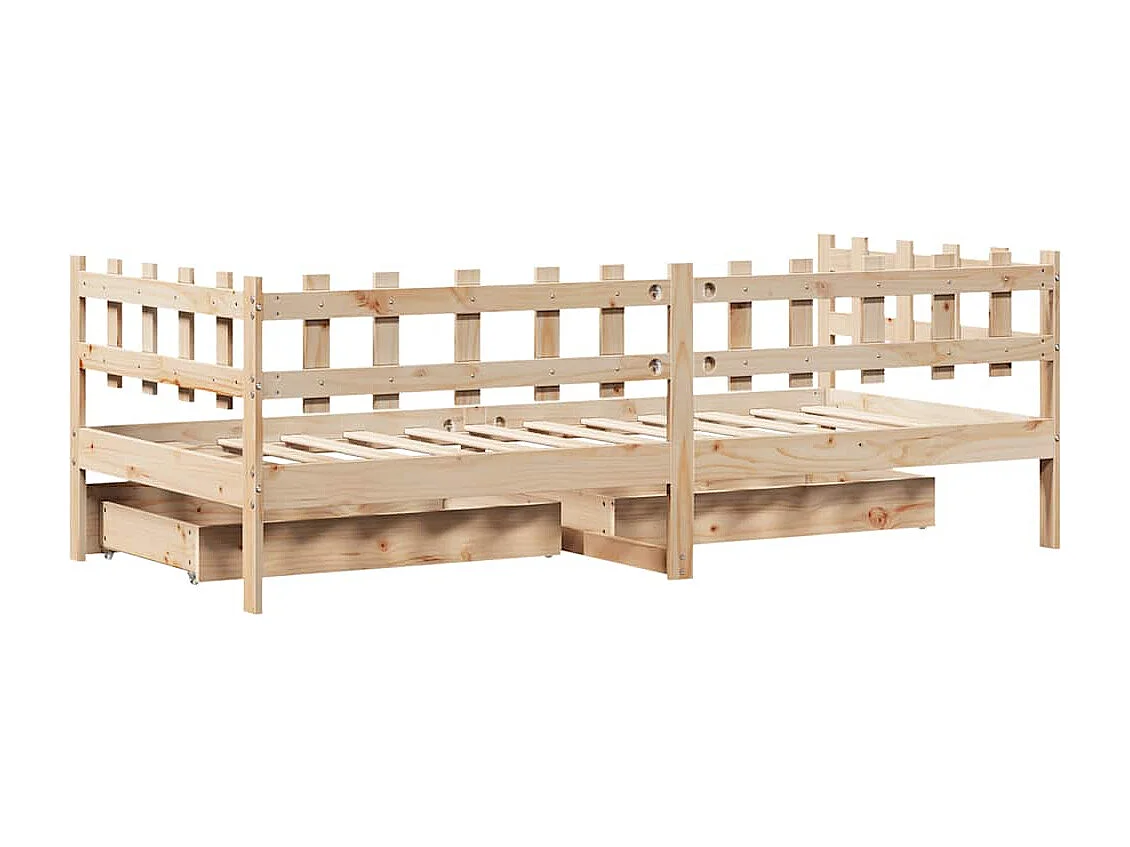 Slaapbank met lades 80x200 cm massief grenenhout